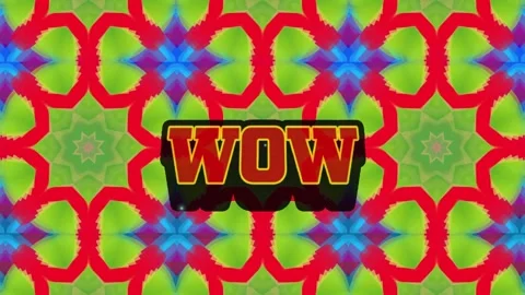 Animation of wow text exploding against floral patterns moving in loop 動画素材 328412623
