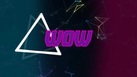 Animation of wow text over triangle shapes on black background Stock Footage 245544477