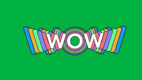 Animation of wow text in white letters with rainbow outline on white background Stock Footage 325070269