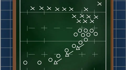 Animation of x, circles and arrow symbols on sports court against grid pattern Stock Footage 312977823