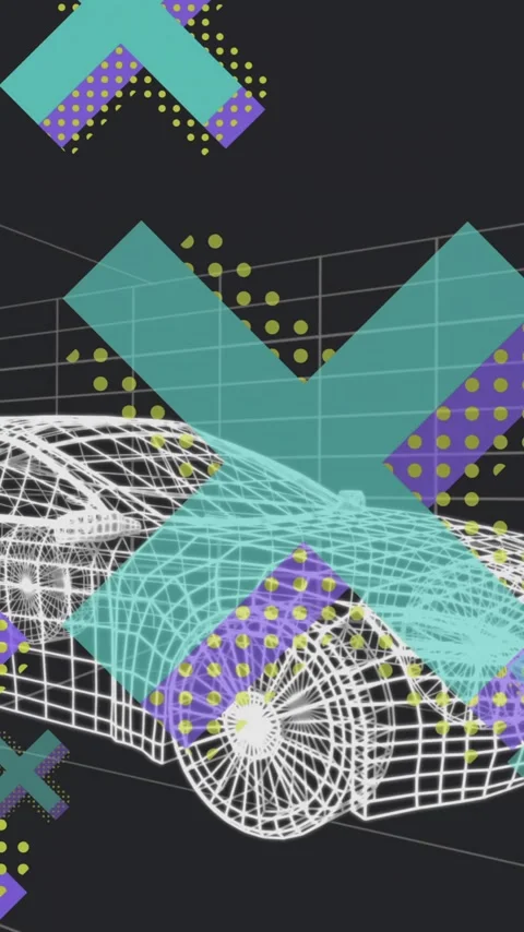 Animation of x symbols and grid pattern moving against black background Stock Footage 343503728