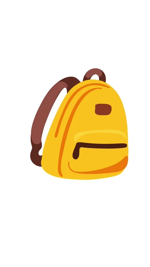 Animation yellow backpack isolated on white background school concept Stock Footage 346374081