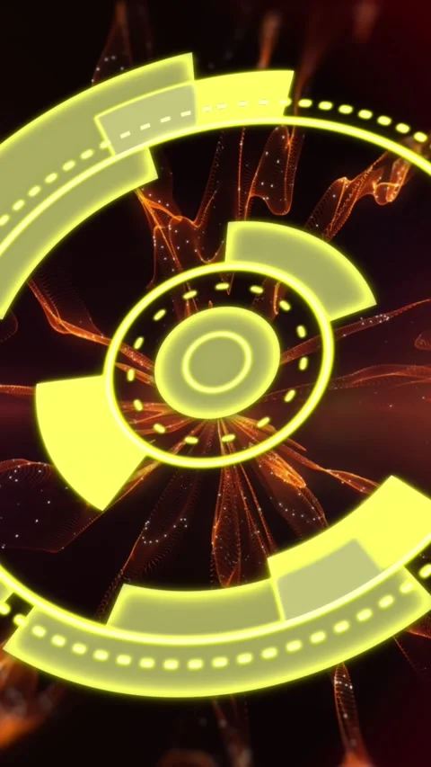 Animation of yellow circle over space with light and smoke Stock Footage 342608710