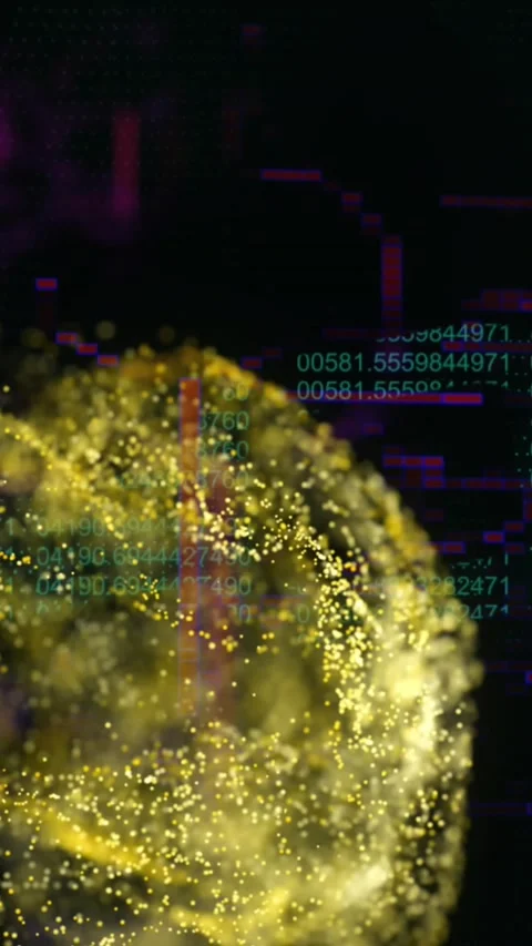 Animation of yellow digital wave against binary coding over security chain icon Vídeos de archivo 344706421