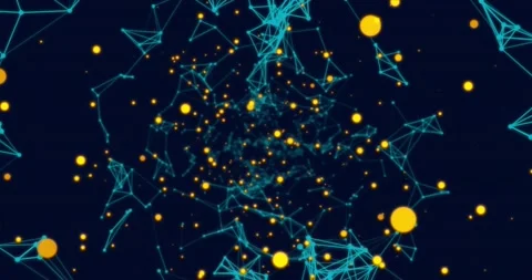 Animation of yellow dots over constellations on dark blue background Stock-Footage 164034197