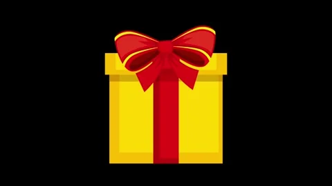 Animation yellow gift box on black screem Stock Footage 259603597