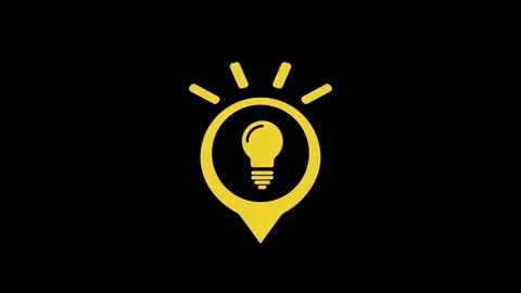Animation of a yellow lightbulb icon in a map pin shape, growing and shrink.. Stock Footage 340537992