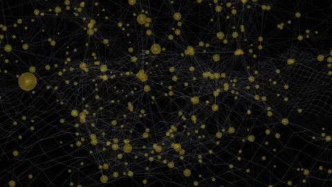 Animation of yellow nodes connecting by web of lines on black background Stock Footage 306169986