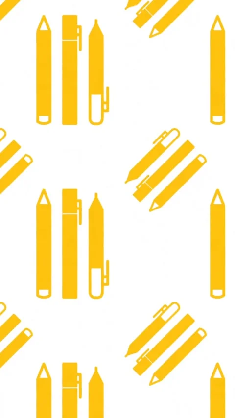 Animation of yellow pens on white background Stock Footage 343739545