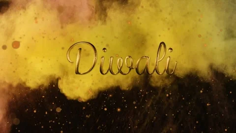 Animation of yellow spots and colored powder explosion over diwali text banner Stock Footage 327006018