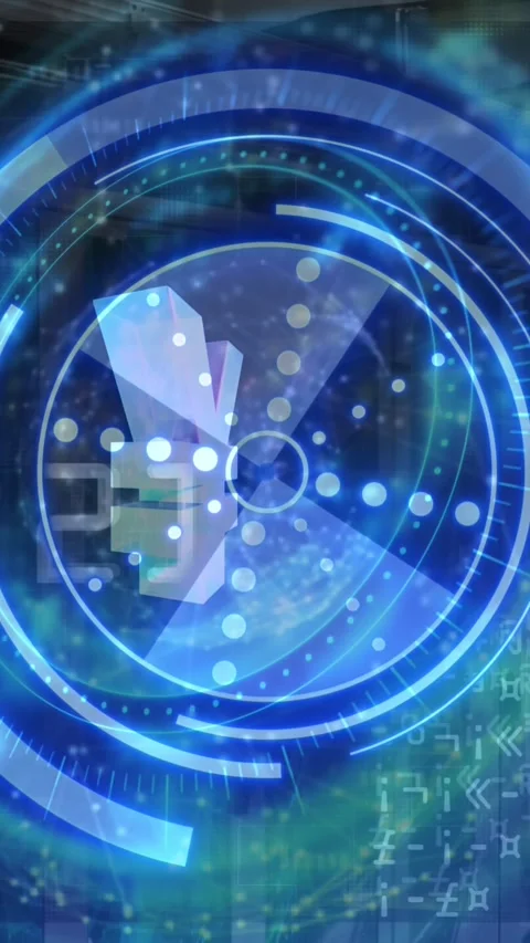 Animation of yen symbol, time changing, scopes scanning and data processing Stock Footage 343867372
