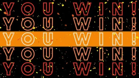 Animation of you win text and confetti o... | Stock Video | Pond5
