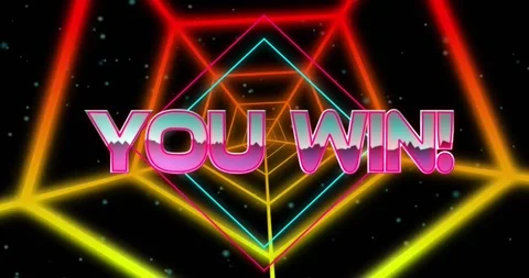 Animation of you win text and shapes on black background Stock Footage 330400368