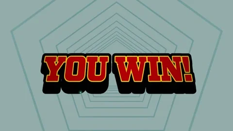 Animation of you win text banner over pentagon shapes in seamless pattern on Stock Footage 246808112