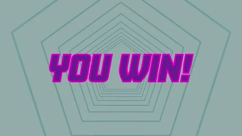 Animation of you win text banner over pentagon shapes in seamless pattern Stock Footage 246808136