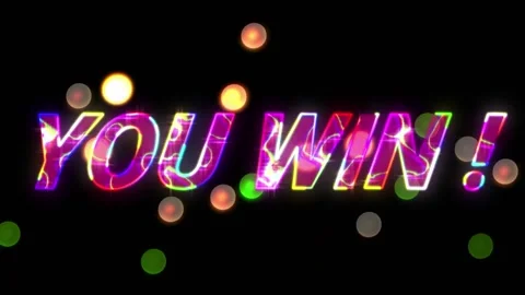 Animation of you win text in glowing letters over spots of light Stock Footage 330478269