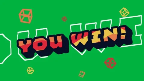 Animation of you win text in orange and red letters with cubes spinning on white Video stock 325178028