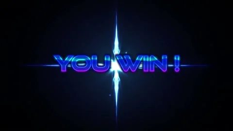 Animation of you win text over blue glowing shape Stock Footage 162341937