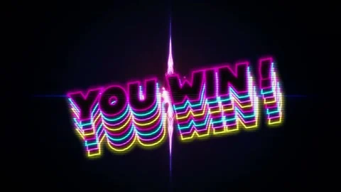 Animation of you win text over purple glowing shape Stock Footage 162342218
