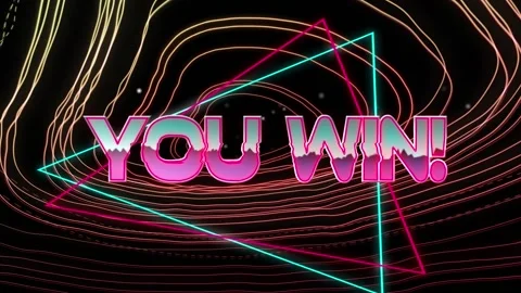 Animation of you win text over light tra... | Stock Video | Pond5