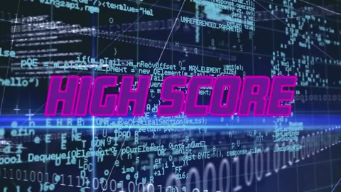 Animation of you win text over numbers letters and data processing Stock Footage 325703402