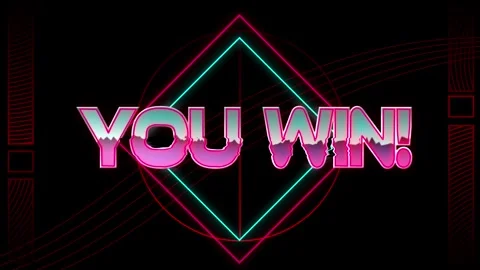 Animation of you win text over geometrical shapes on dark background Video stock 327063975