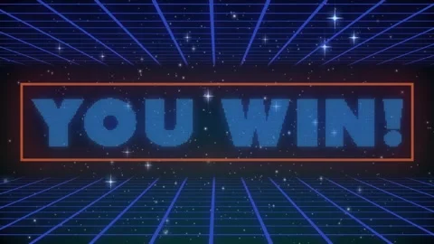 Animation of you win text over snow start and stars on black background Video stock 329421293