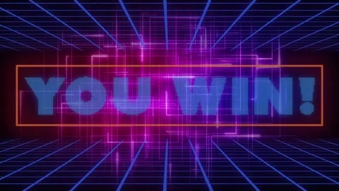 Animation of you win text over neon lines on black background Video stock 330296468