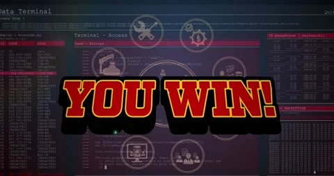 Animation of you win text over data processing on dark background Stock Footage 330341605