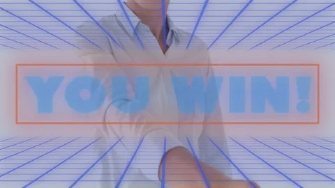 Animation of you win text over smiling businesswoman shaking hands Stock Footage 330478973