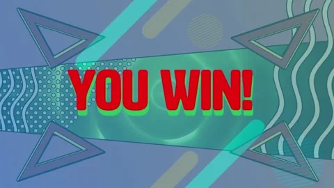 Animation of you win text over abstract shapes background Stock Footage 330591144