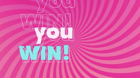 Animation of You Win text repeating over pink spiral background with dynamic Stock Footage 304645516