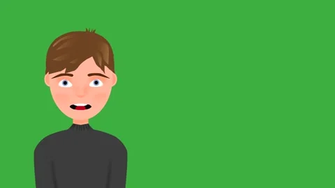 Animation of young man character on chroma green background ideal for children Stock Footage 279173410