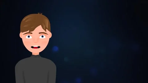 Animation of young man character on dark background ideal for children's classes Stock Footage 279173412