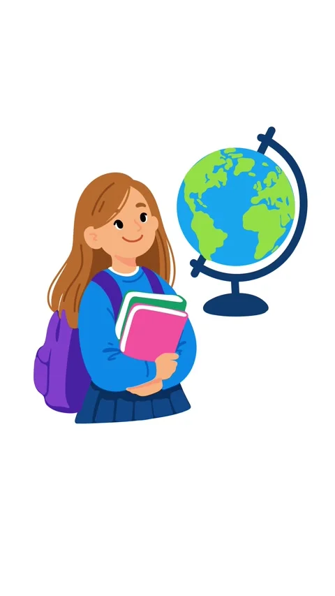 Animation young student exploring world through education and travel Stock Footage 346374106