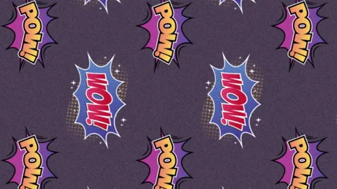 Animation of zap and pow text repeated o... Stock Video Pond5
