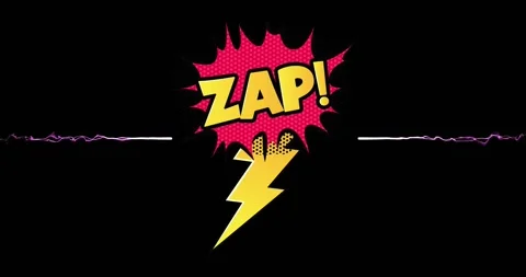 Animation of zap text over fireworks on black background Stock Footage 329923286