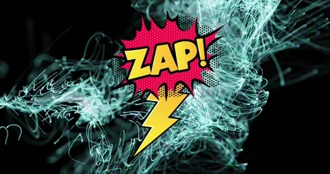 Animation of zap text over light trails Video stock 330466476