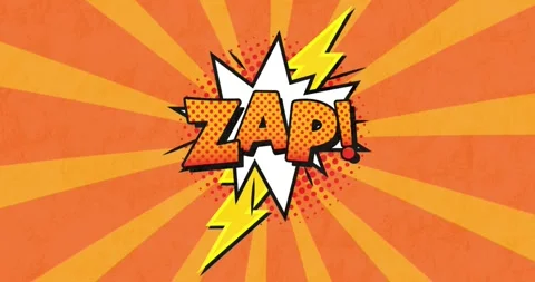 Animation of zap text over orange stripes Video stock 330245913