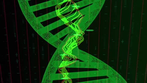 Animation of zigzag lines over string of data processing on black background 库存影片 312411159