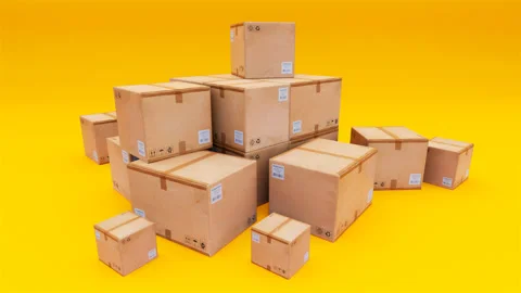 Animations 3D Boxes on yellow background Video stock 201265745