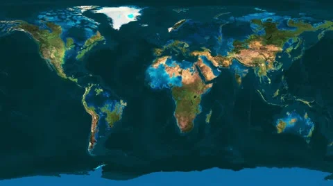 Animations of Earth after global warming - continents flooding Stock Footage 12237136