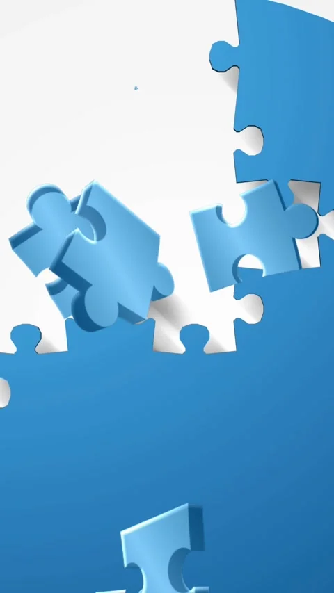 Animations of falling colorful puzzle pieces over white background Stock Footage 343902154