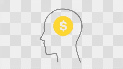 Animations of human head line with gold coin on transparent background Stock-Footage 346224199