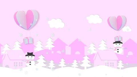 Animation's loop, A gift box floating through a snowy village Stock Footage 121765685