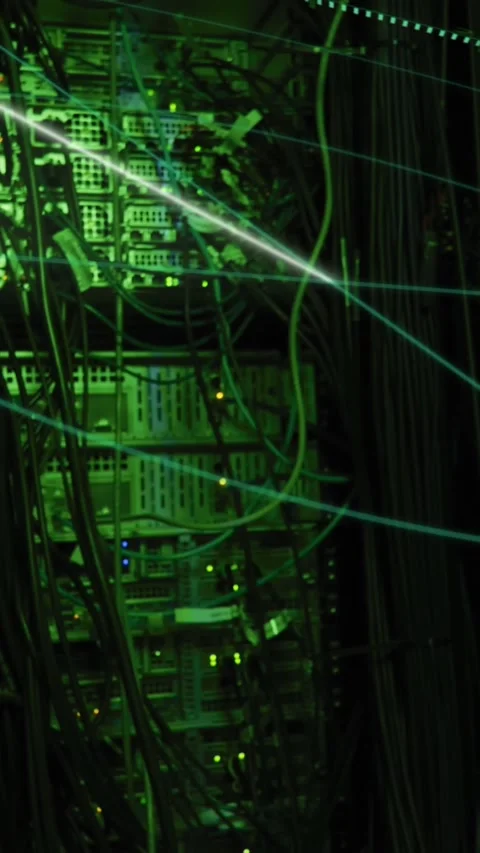 Animaton of scope scanning against close up of a computer server Stock Footage 344706572