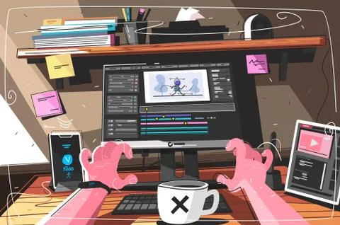 Animator designer in creative process Stock Illustration