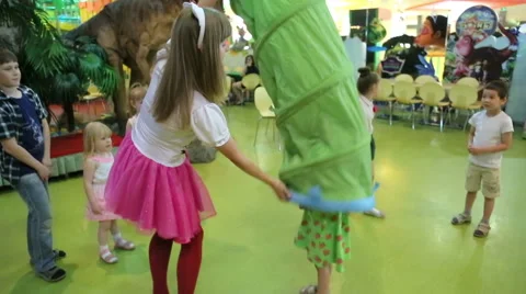 Animator plays with children Stock Footage 44717073