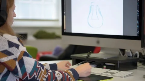 Animator Using Graphics Tablet Time Lapse 3 Stock Footage 91243943