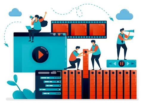 Animator working in designing frames movement. Editing and mastering with ani Illustrazione stock